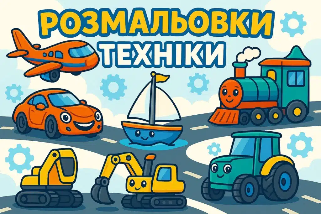 Розмальовки з технікою в форматі А4