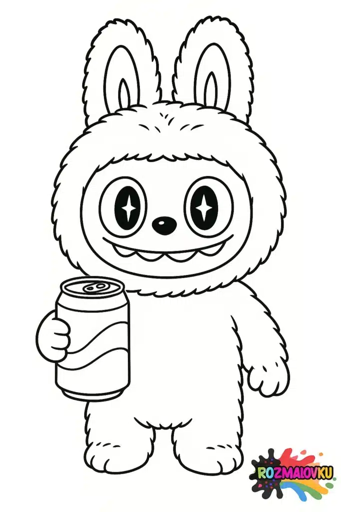 Розмальовка лабубу з банкою Coca-Cola