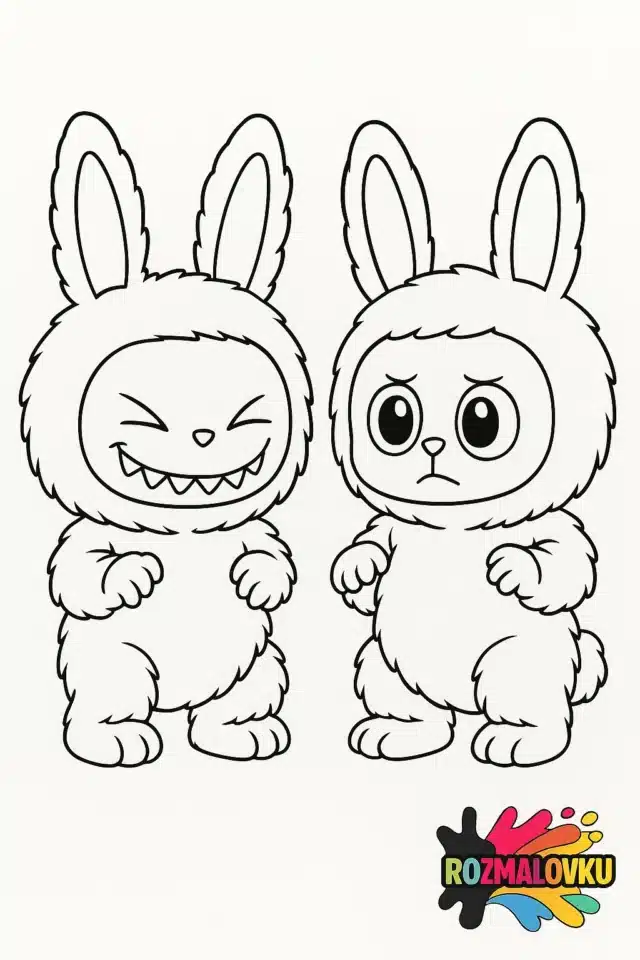 Розмальовка з двума кумедними Лабубу