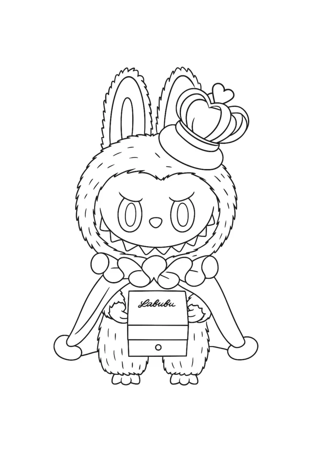 Розмальовка Лабубу-король у короні A4