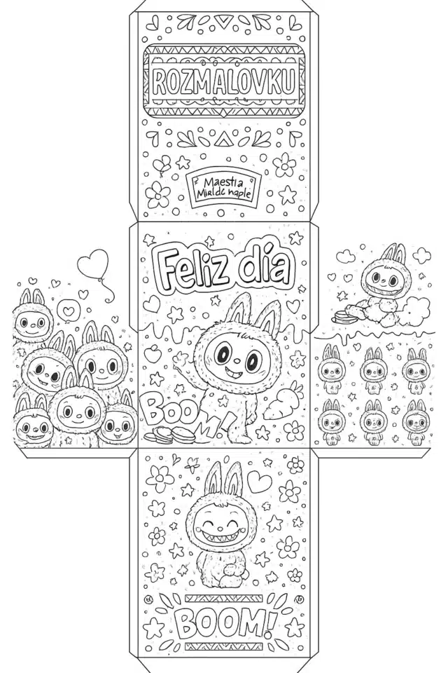 Розмальовка Лабубу — подарункова коробочка А4