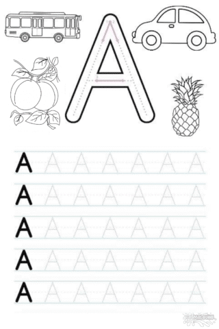 Розмальовка прописи літери А в форматі А4