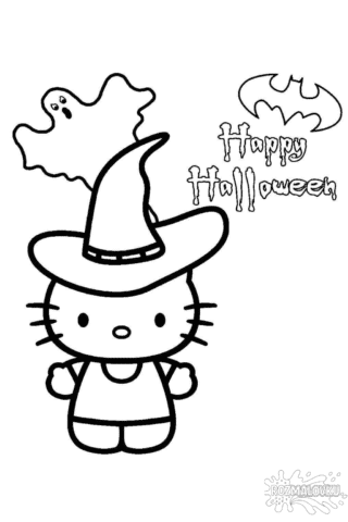 Розмальовка Хелловін Hello Kitty в форматі А4