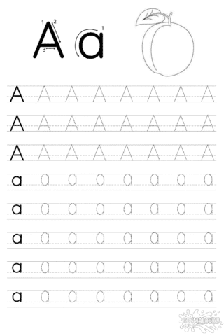 Розмальовка прописи друкованої літери А в форматі А4