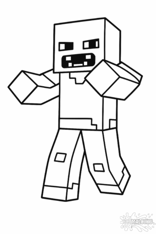 Розмальовка зомбі Майнкрафт в форматі А4