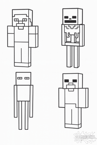 Розмальовка персонажі з Майнкрафт в форматі А4