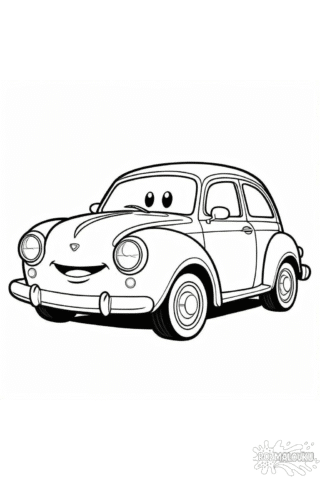 Розмальовка усміхнена машинка в форматі А4 для дітей 2-4 роки