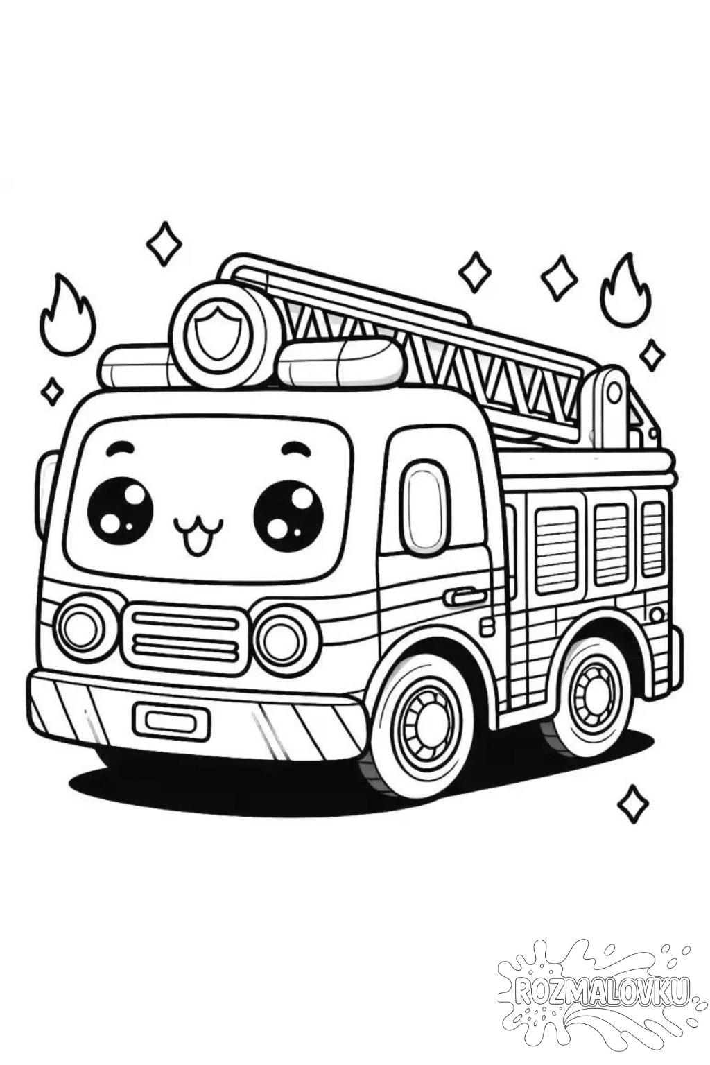 Розмальовка пожежна машина для дітей 2-4 років в форматі А4