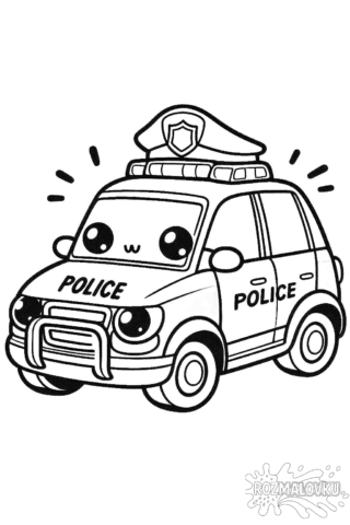 Розмальовка весела поліцейська машина