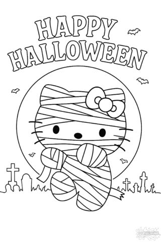 Розмальовка Хелловін з кітті-мумією в форматі А4