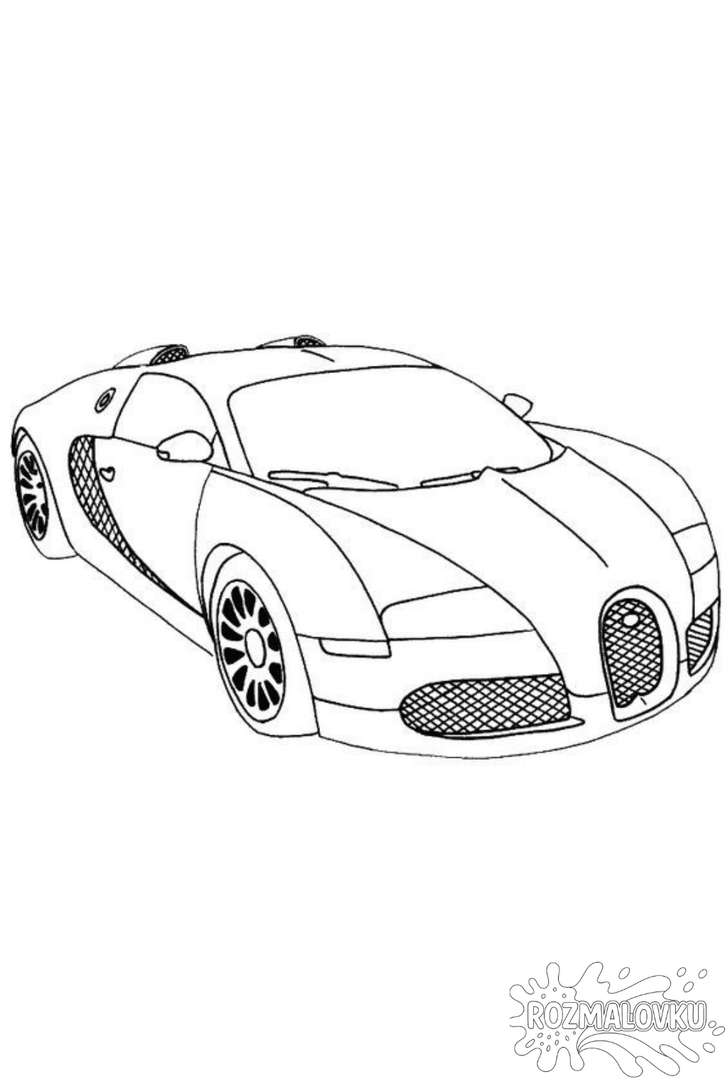 Розмальовка машини Bugatti Veyron в форматі А4