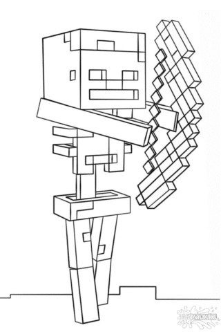 Розмальовка Майнкрафт скелет з луком