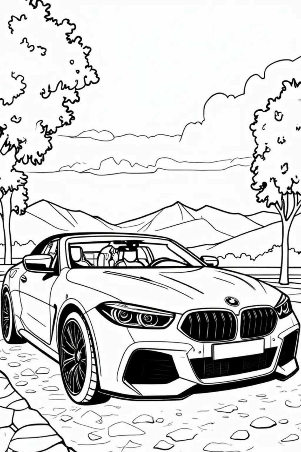 Розмальовка машини BMW M8 Cabrio в форматі А4 для друку