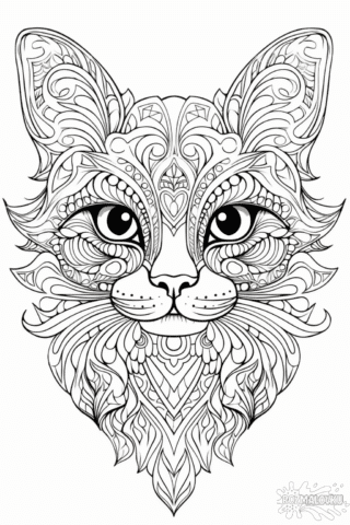 Розмальовка антистрес із чарівним котиком в форматі А4