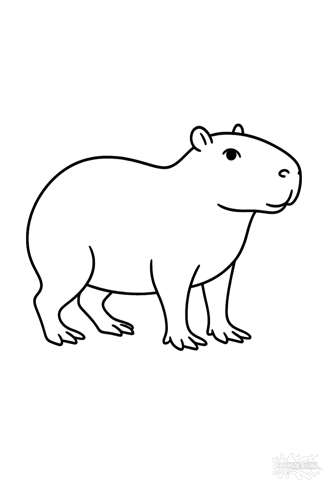 Розмальовка капібара для дітей 2-3 років в форматі А4 для друку Розмальовка капібара для дітей 2-3 років