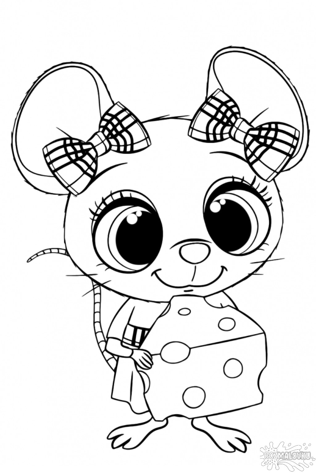 Розмальовка мишеня з сиром в форматі А4