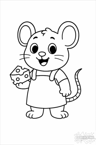 Розмальовка мишеня з сирком в форматі А4