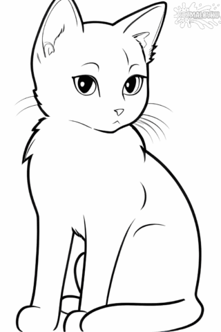 Розмальовка граційна кішка в форматі А4