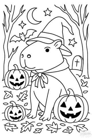 Розмальока капібара на Хелловін в форматі А4