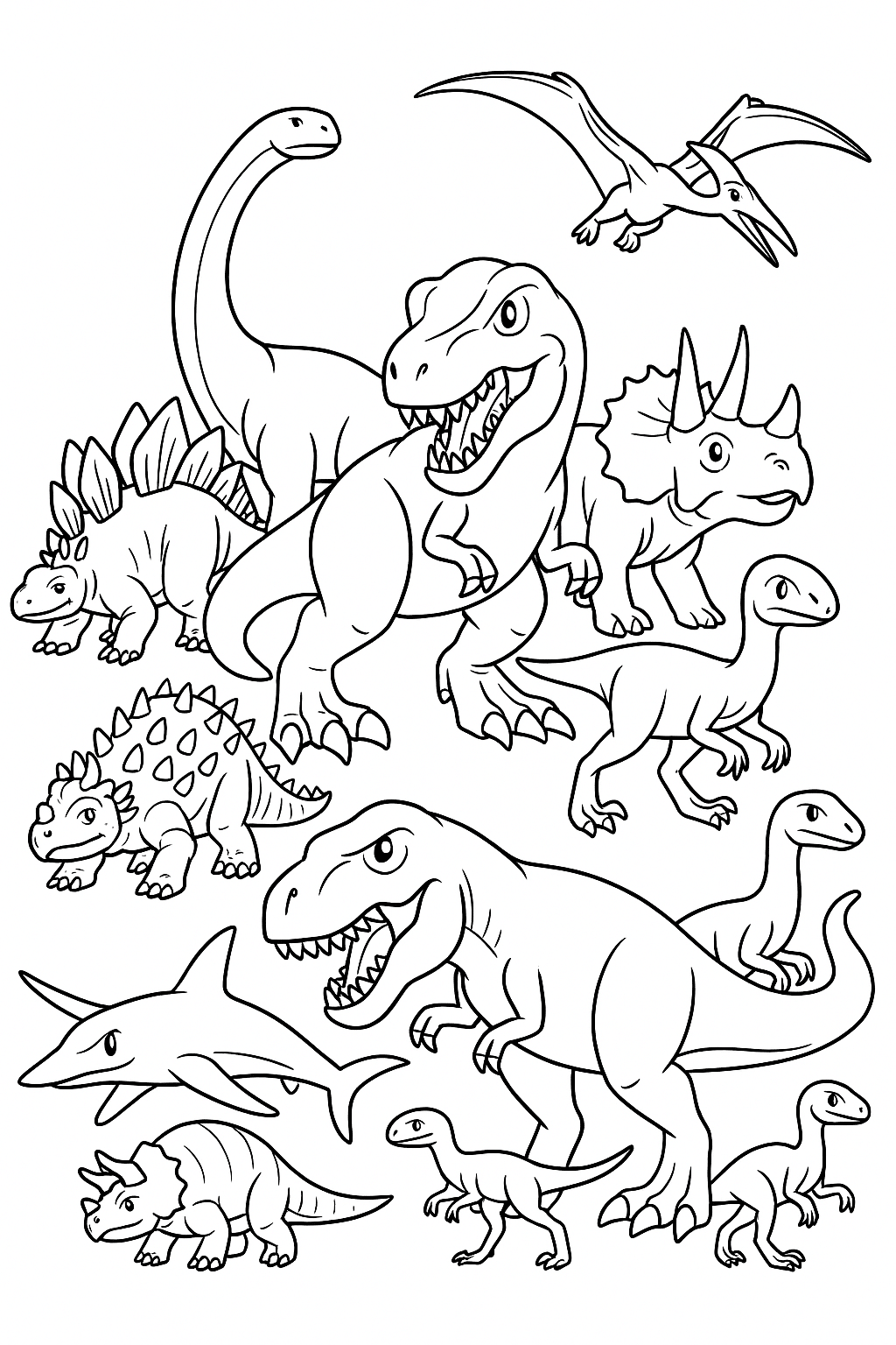 Розмальовка Динозаври юрського періоду — скачати та роздрукувати в форматі А4