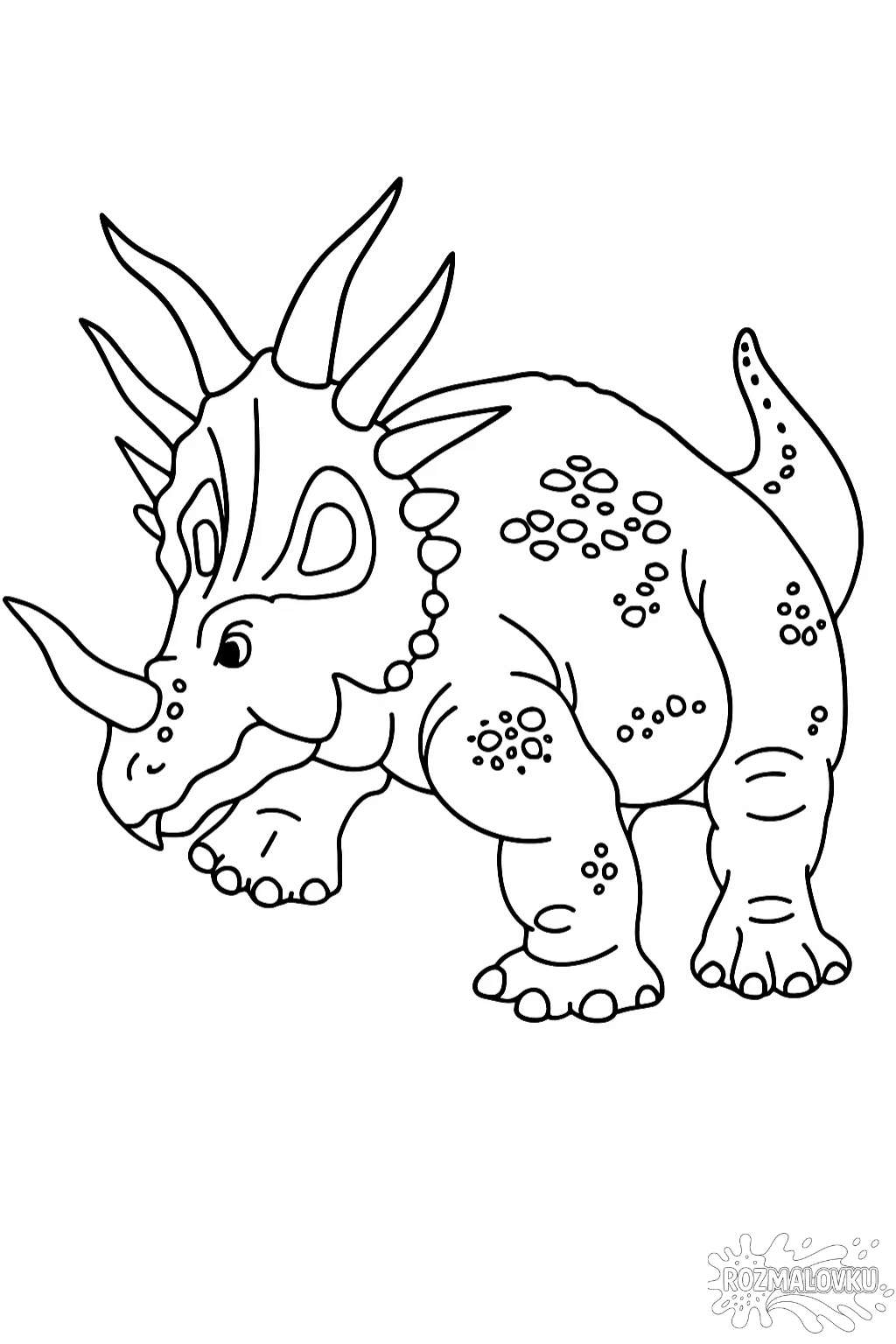 Розмальовка динозавр трицератопс — скачати та роздрукувати в форматі А4