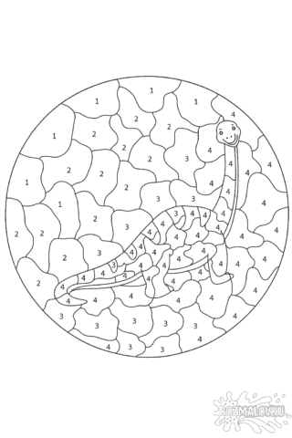Розмальовка динозавра по номерах — скачати та роздрукувати в форматі А4