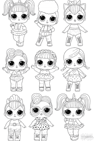 Розмальовка ляльки L.O.L. Surprise OMG з колекції — скачати та роздрукувати в форматі А4