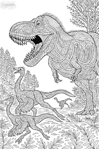 Розмальовка динозавра мандала — скачати та роздрукувати в форматі А4