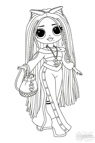Розмальовка лялька L.O.L. Surprise OMG Bayan Kibir скачати та роздрукувати в форматі А4