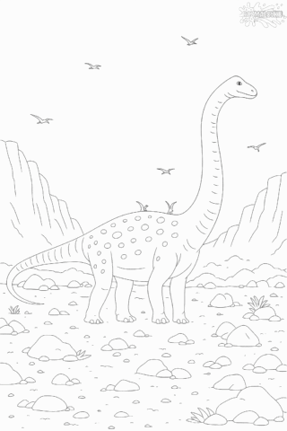 Розмальовка динозавра Барозавр — скачати та роздрукувати в форматі А4