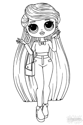 Розмальовка ляльки L.O.L. Surprise OMG Лара скачати та роздрукувати в форматі А4