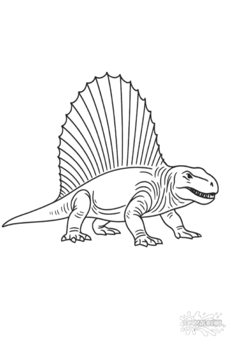 Розмальовка динозавра Діметродон — скачати та роздрукувати в форматі А4