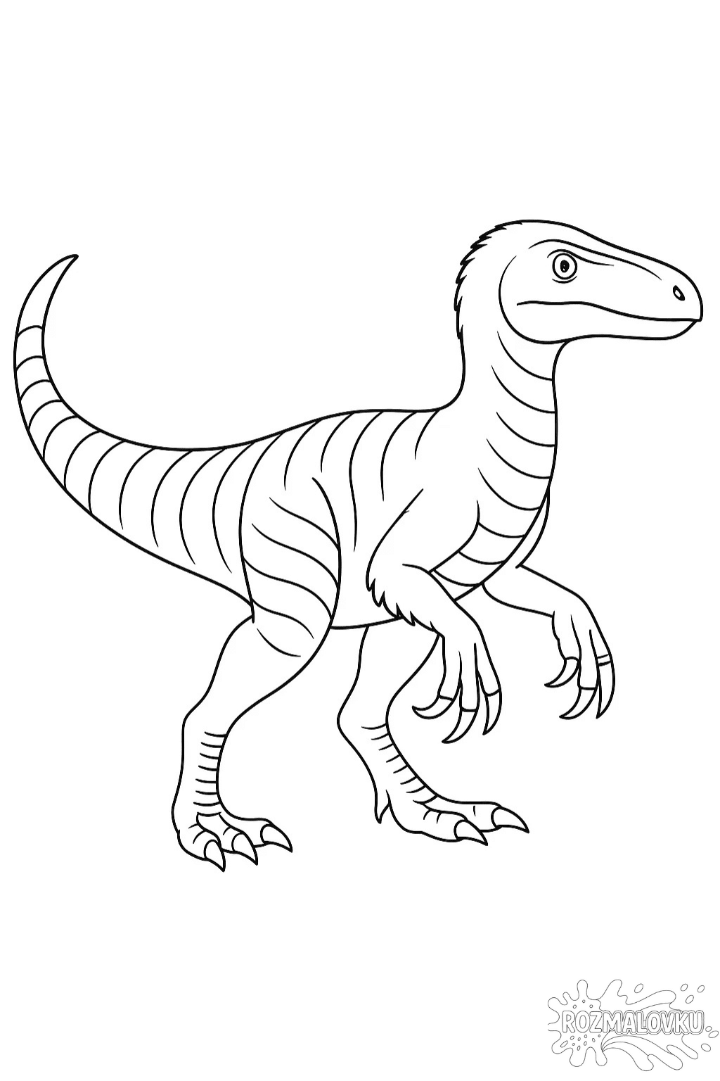Скачати безкоштовну розмальовку динозавра велоцираптор в форматі А4 для друку Розмальовка динозавра велоцираптор — скачати та роздрукувати в форматі А4