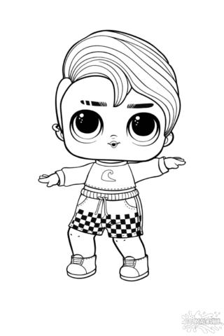 Розмальовка ЛОЛ Пляжний хлопчик скачати та роздрукувати в форматі А4