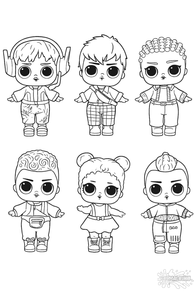 Розмальовка хлопчики L.O.L. скачати та роздрукувати в форматі А4