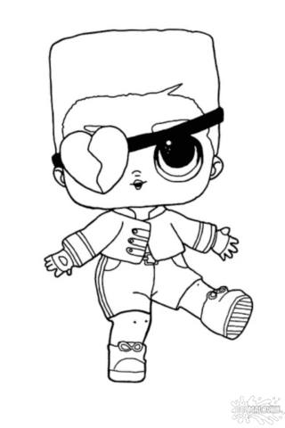Розмальовка ЛОЛ хлопчик з пов’язкою-серцем скачати та роздрукувати в форматі А4