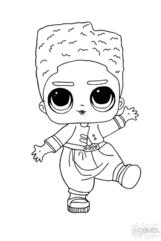 Розмальовка ЛОЛ хлопчик у стильному вбранні скачати та роздрукувати в форматі А4