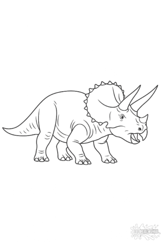 Розмальовка динозавра Трицератопс — скачати та роздрукувати в форматі А4