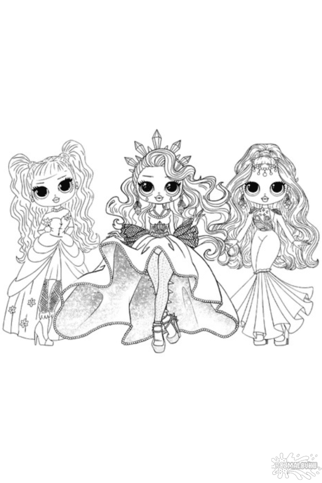 Розмальовка красиві ляльки L.O.L. скачати та роздрукувати в форматі А4