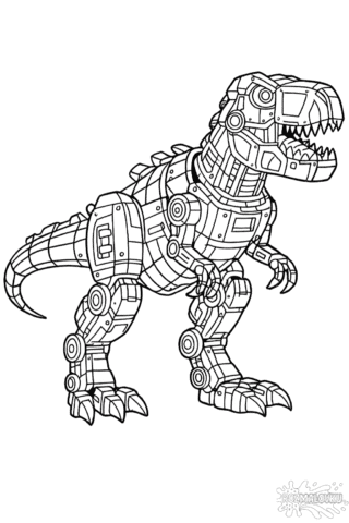 Розмальовка Робот Динозавр Тиранозавр — скачати та роздрукувати в форматі А4