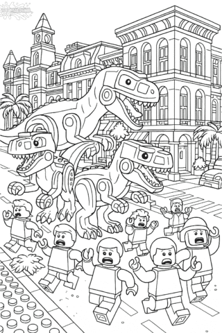 Розмальовка Лего Динозаври — скачати та роздрукувати в форматі А4