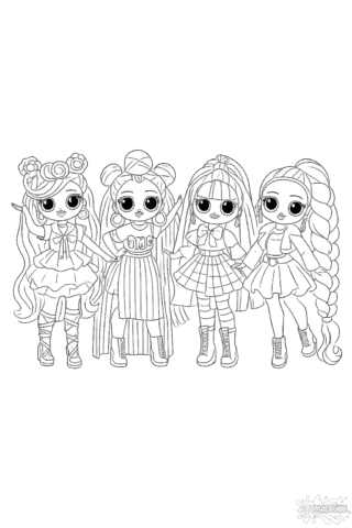 Розмальовка ляльки LOL OMG Queens скачати та роздрукувати в форматі А4