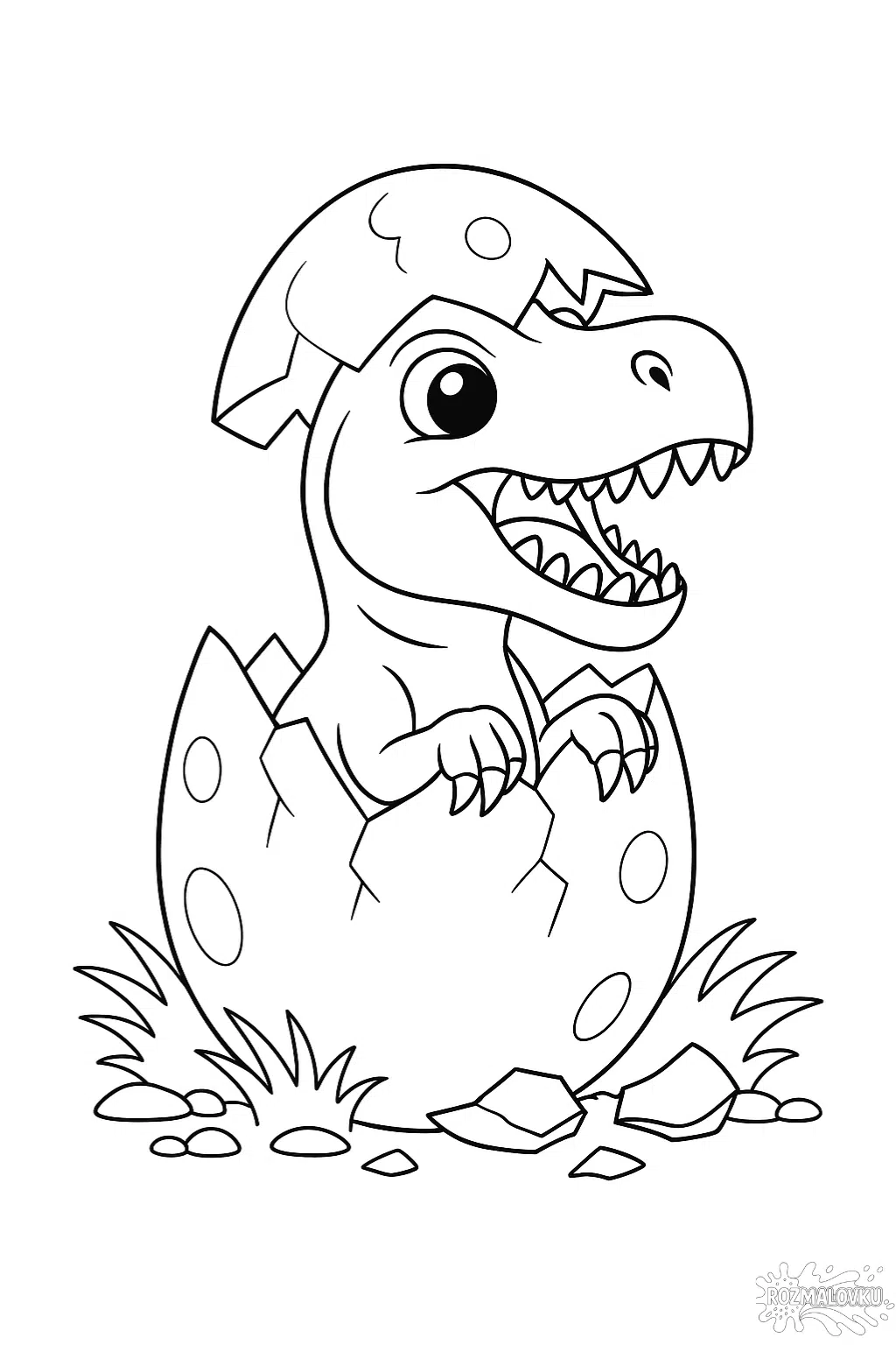 Розмальовка Маленький динозаврик з яйця — скачати та роздрукувати в форматі А4