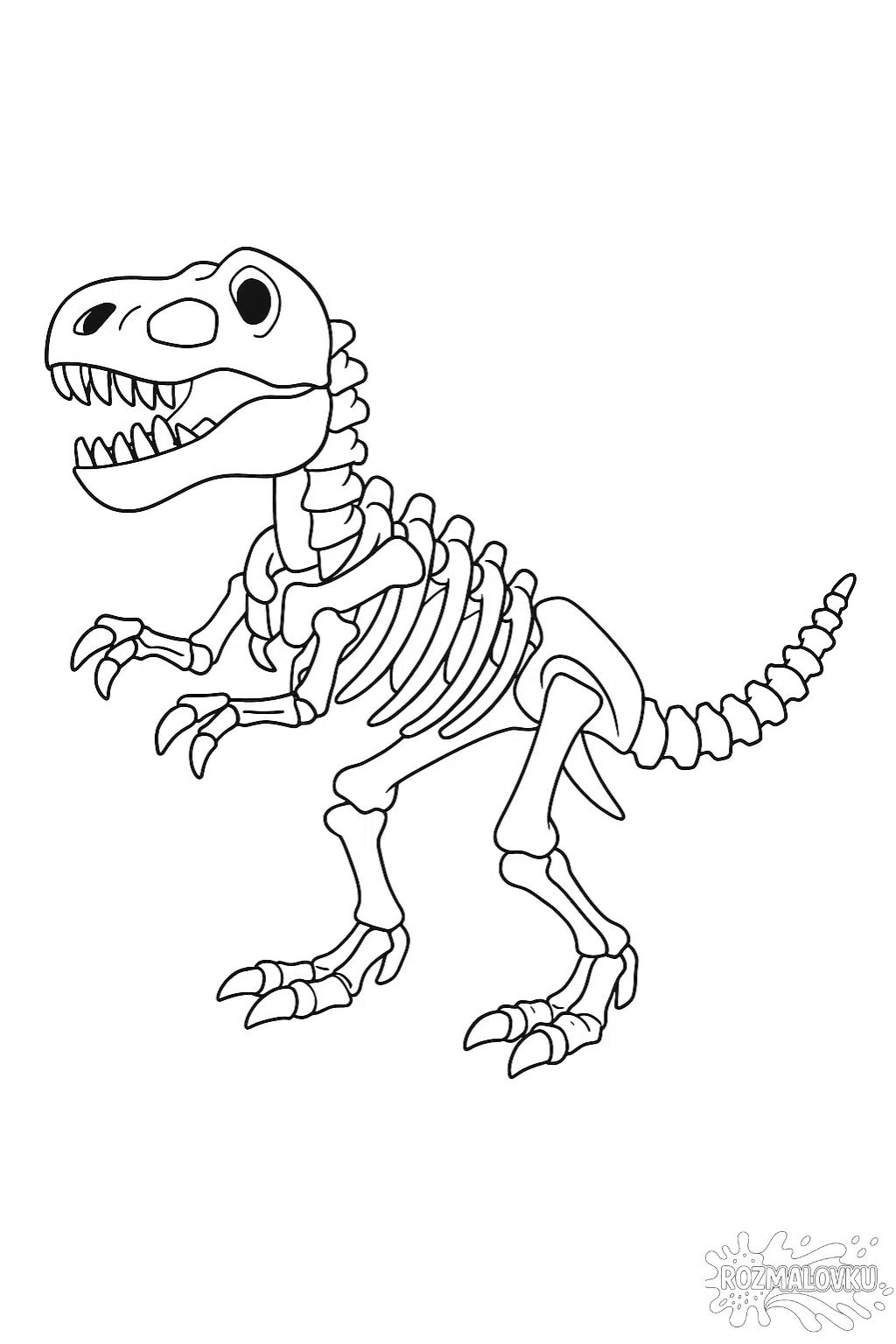 Розмальовка Скелет Тирекса — скачати та роздрукувати в форматі А4