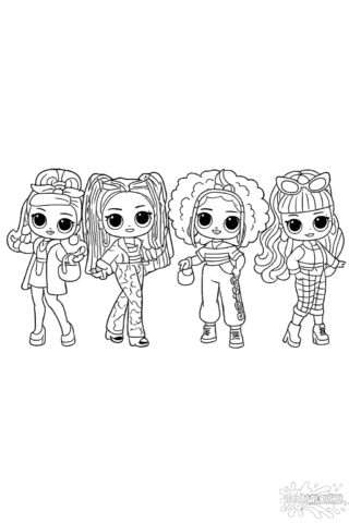 Розмальовка ляльки L.O.L. Surprise OMG модні подружки скачати та роздрукувати в форматі А4