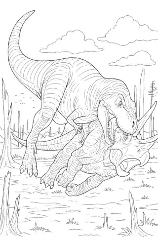 Розмальовка Тиранозавр Рекс — скачати та роздрукувати в форматі А4