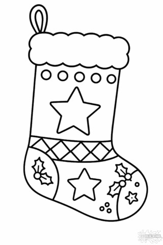 Розмальовка різдвяна шкарпетка скачати та роздрукувати в форматі A4