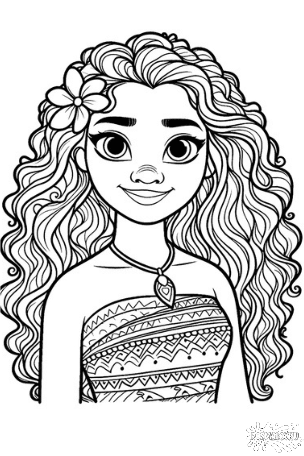 Розмальовка «Портрет Моани» скачати та роздрукувати у форматі А4