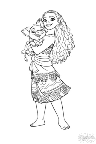 Розмальовка «Моана з Пуа» скачати та роздрукувати у форматі А4