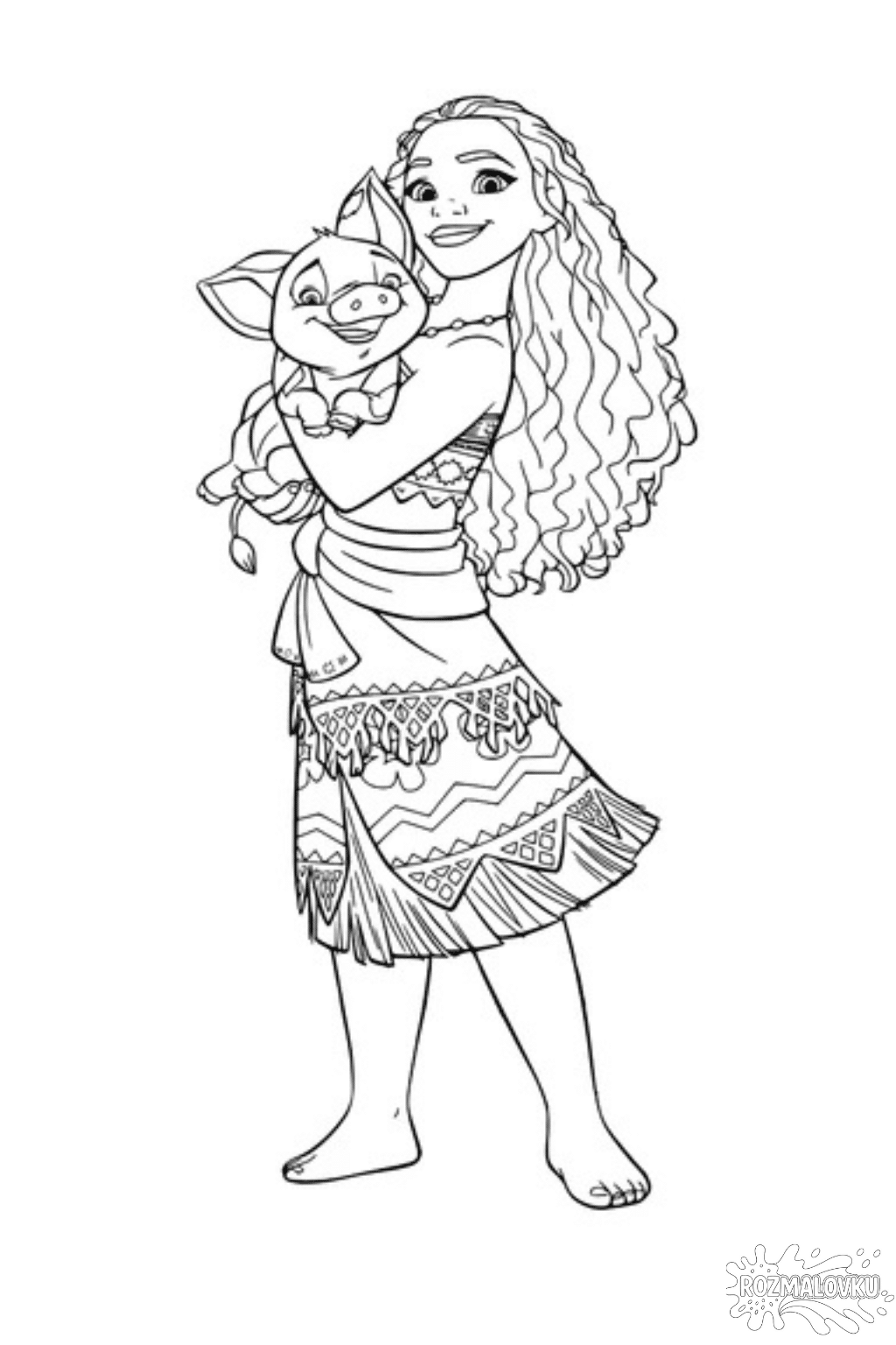Розмальовка «Моана з Пуа» скачати та роздрукувати у форматі А4